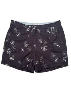 TED BAKER Black Tropical Burrel Swim Short Size Large (4) Mens Lined Pockets